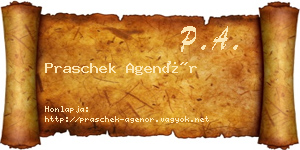 Praschek Agenór névjegykártya